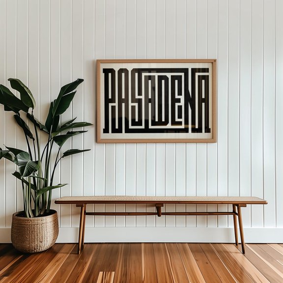 Pasadena Typography Print California Minimalist Decor Pasadena Wall Art, Unframed Paper Print