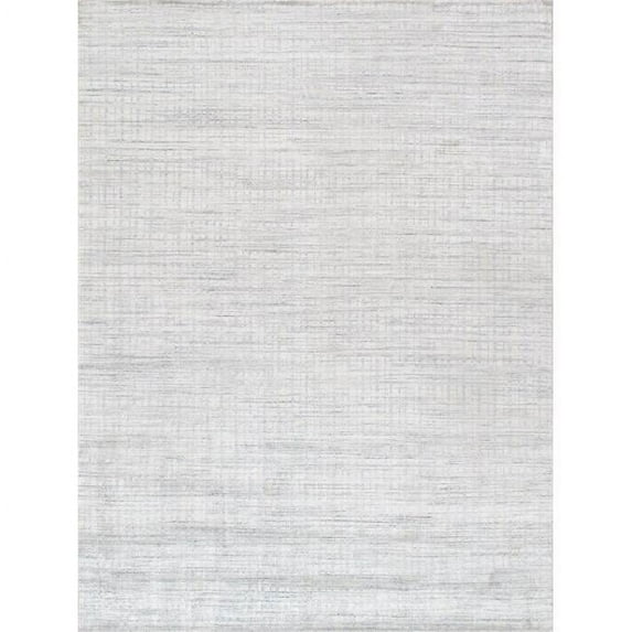 Pasargad 6 x 9 ft. Slate Hand-Loomed Bamboo Silk & Wool Area Rug - Ivory & Blue