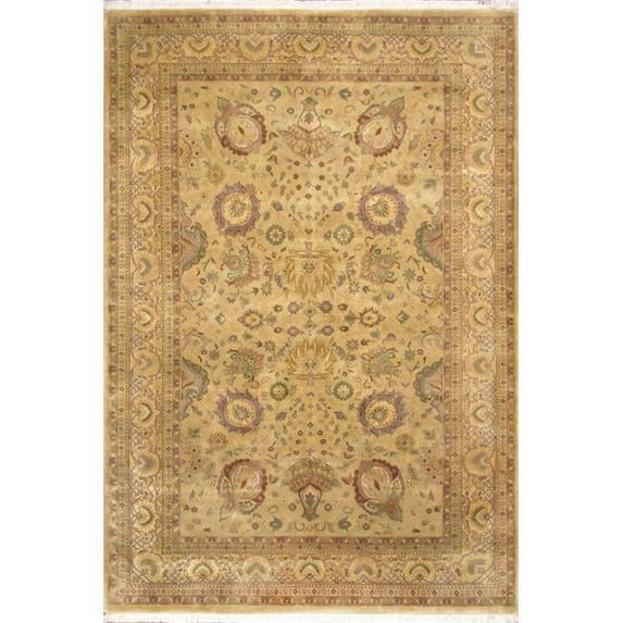 Pasargad Home 021833 Pasargad Home Melody Collection Hand-Knotted Lamb's Wool Gold Area Rug- 6' 2' X 8'11'