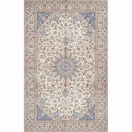 Pasargad Home 022039 Azerbaijan Collection Hand-Knotted Silk & Wool Area Rug- 7 ft. 3 in. X 11 ft.11 in. Ivory