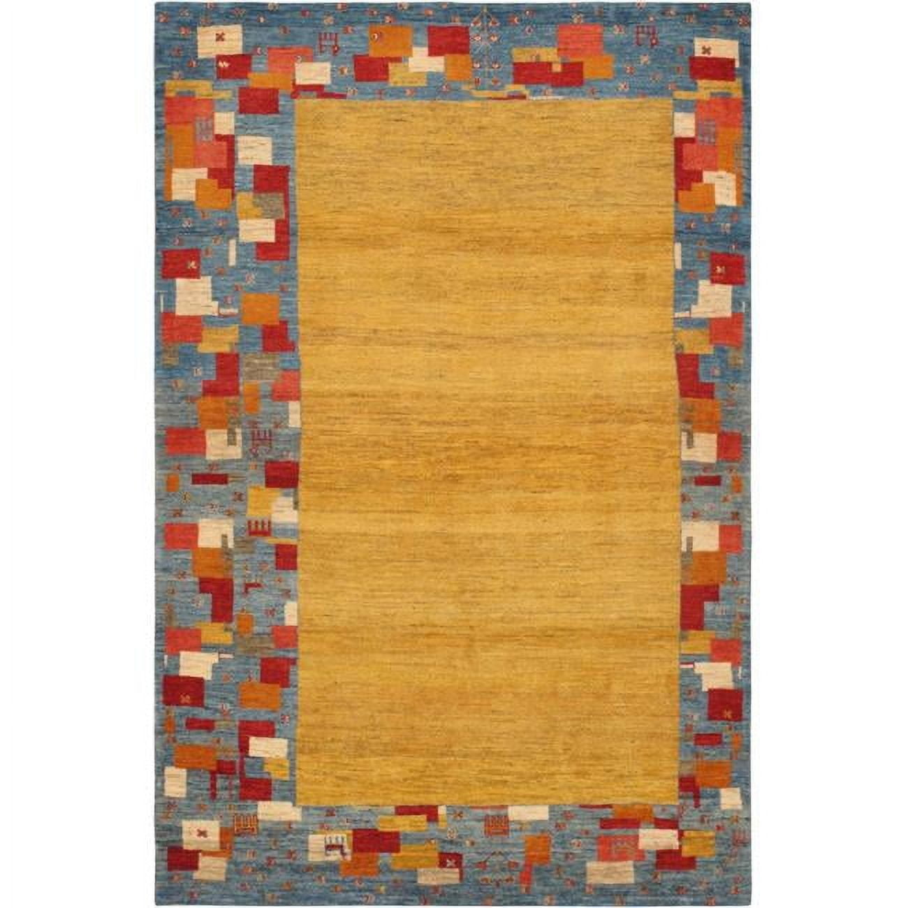Tribal Elegance Hand-Knotted Wool Area Rug in Red, Gold, and Blue