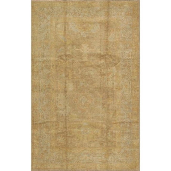 Pasargad Home Oushak 51" x 79" Hand-Knotted Lamb's Wool Area Rug in Light Brown