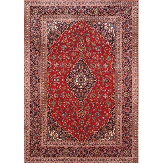 Pasargad Home 043921 Azerbaijan Collection Hand-Knotted Lamb's Wool Area Rug- 7 ft.10 in. X 11 ft. 3 in. Red