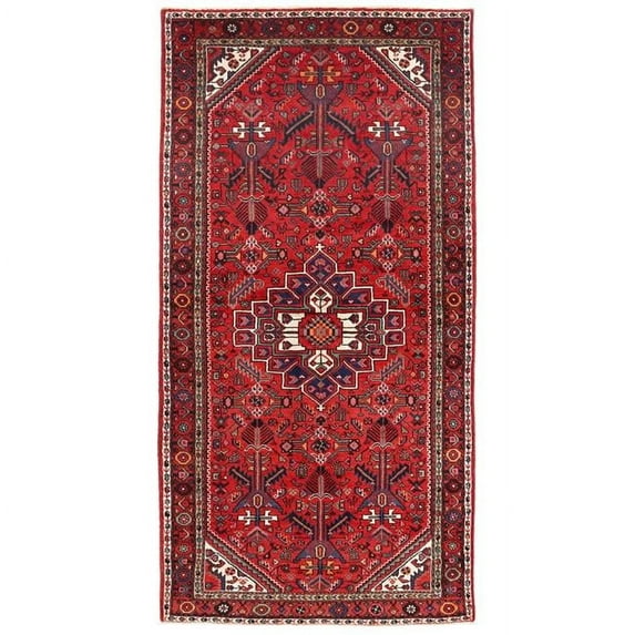 Pasargad Home 046736 Vintage Azerbaijan Blue Wool Area Rug- 4 ft. 7 in.  X 9 ft. 1 in.