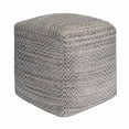 thumbnail image 1 of Pasargad Home 18"H Galaxy Bamboo silk & Wool Pouf Ottoman, Grey, 1 of 3