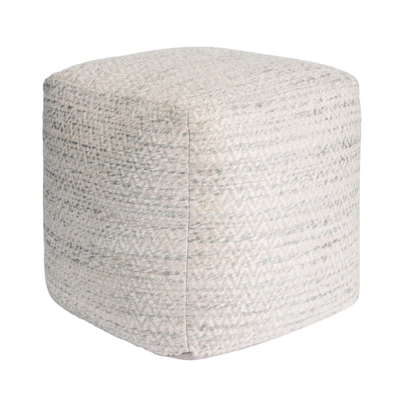 Pasargad Home Galaxy Zig Zag Silk and Wool Pouf Beige