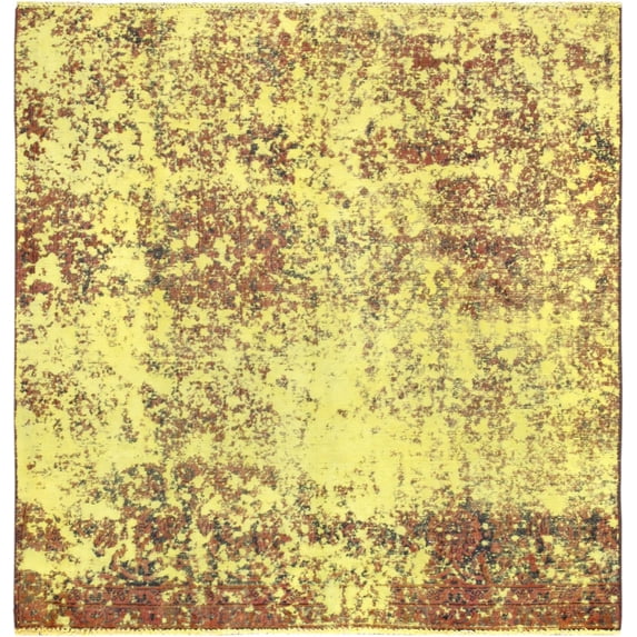 Pasargad Home Overdye 48" x 52" Hand-Knotted Wool Area Rug in Yellow
