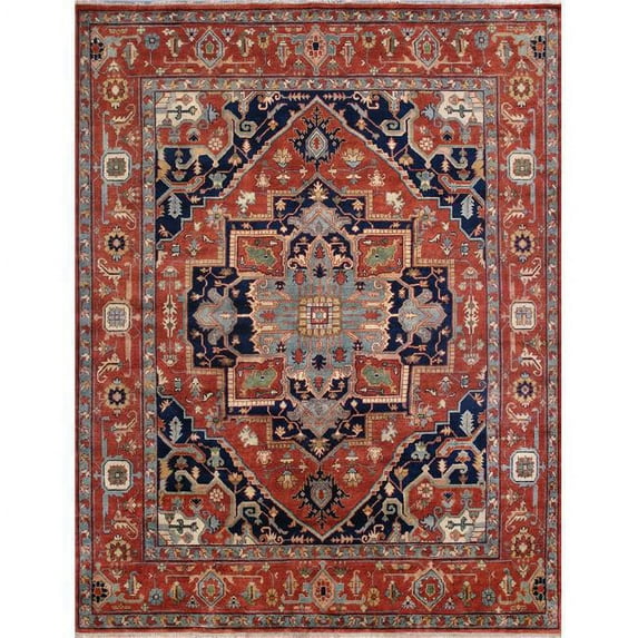 Pasargad Home 5 ft. 1 in. x 7 ft. 10 in. Serapi Collection Hand-Knotted Wool Area Rug