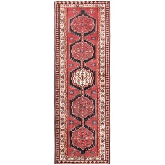 Pasargad Home 52144 Vintage Azerbaijan Rust Lamb's Wool Area Rug- 3 ft. 6 in. X 10 ft.10 in.
