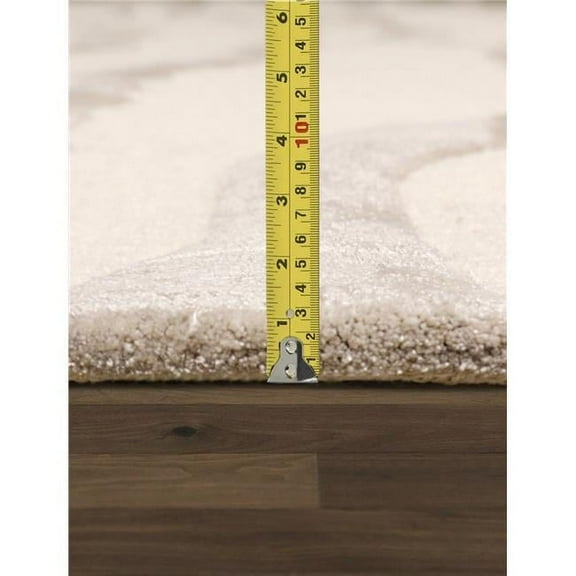 Pasargad Home  7 ft. 9 in. x 9 ft. 9 in. Edgy Collection Hand-Tufted Silk & Wool Rectangle Area Rug - Ivory