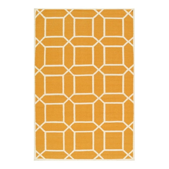Pasargad Home AZ 2' x 3' Handmade Lamb's Wool Orange/Ivory Rug - All Ages, Indoors