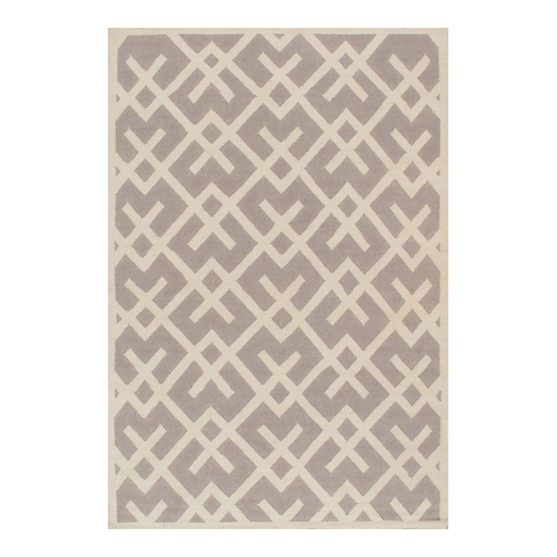 Pasargad Home AZ 4' x 6' Handmade Lamb's Wool Grey/Ivory Rug - All Ages, Indoors