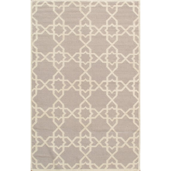 Pasargad Home AZ 5' x 8' Handmade Lamb's Wool Grey/Ivory Rug - All Ages, Indoors