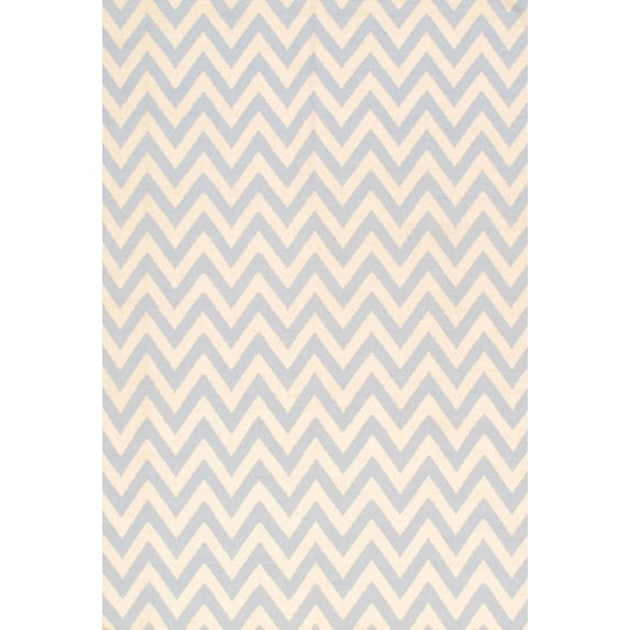 Pasargad Home AZ 5' x 8' Handmade Lamb's Wool Ivory/Light Blue Rug - All Ages, Indoors