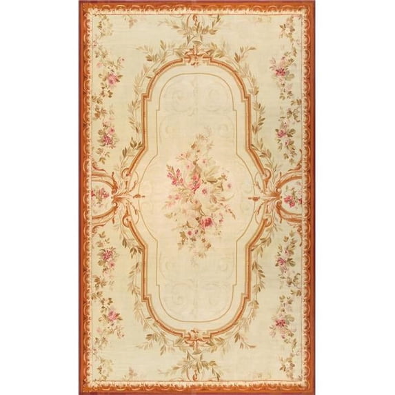 Pasargad Home Abusson 136" x 228" Hand-Knotted Lamb's Wool Area Rug in Beige