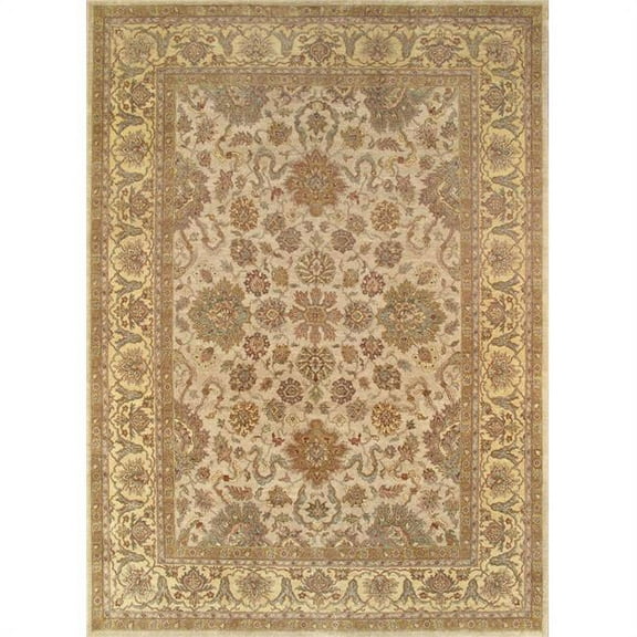 Pasargad Home Agra 120" x 166" Hand-Knotted Lamb's Wool Area Rug in Ivory/Gold