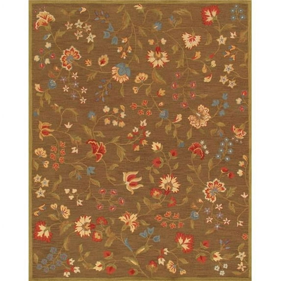 Pasargad Home Agra 96" x 120" Hand-Tufted Lamb's Wool Area Rug in Brown/Beige