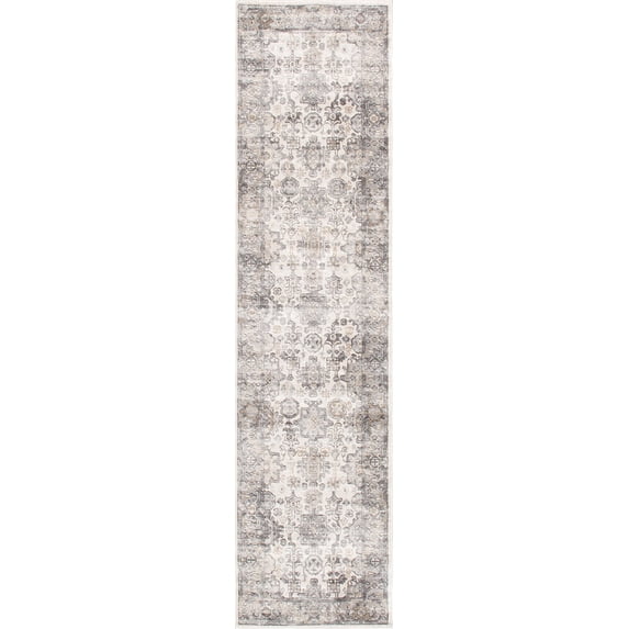 Pasargad Home Amadeus 2.06' x 8' Power-Loomed Ivory/Grey Runner Rug, For Indoor Space and all Age of Group