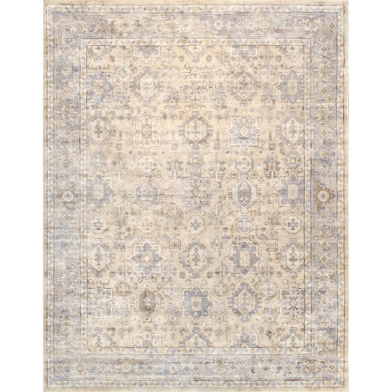 Pasargad Home Amadeus 4' x 6' Power-Loomed Beige/Blue Rug, For Indoor Space and all Age of Group