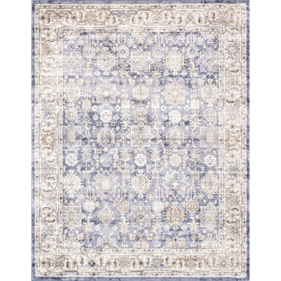 Pasargad Home Amadeus 4' x 6' Power-Loomed Blue/Ivory Rug, For Indoor Space and all Age of Group