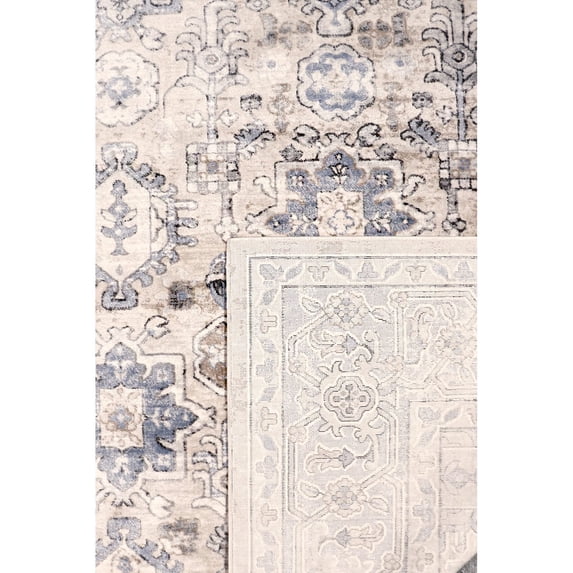 Pasargad Home Amadeus 5' x 7' Power-Loomed Beige/Blue Rug, For Indoor Space and all Age of Group