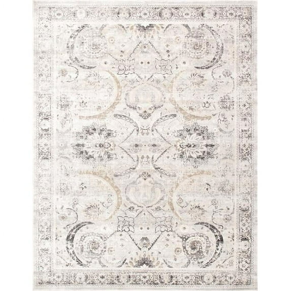 Pasargad Home Amadeus 5' x 7' Power-Loomed Ivory/Silver Rug, For Indoor Space and all Age of Group