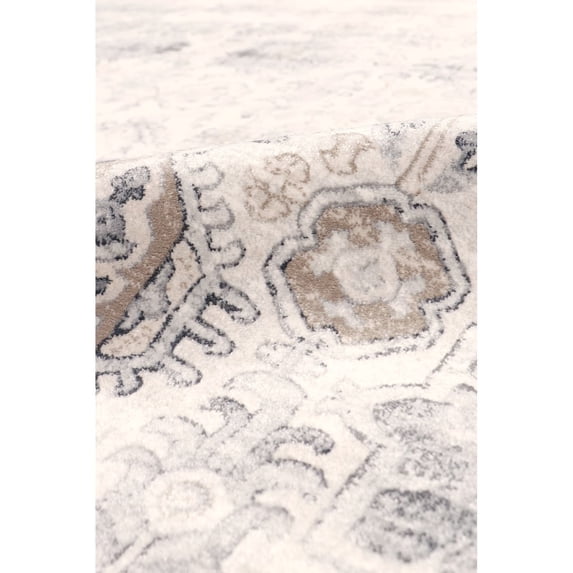 Pasargad Home Amadeus 6' x 6' Power-Loomed Ivory/Grey Rug, For Indoor Space and all Age of Group