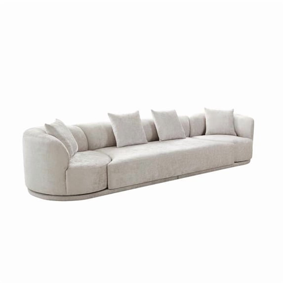 Pasargad Home Amalfi Fabric Living Room 4 Pieces Sofa Set, Warm Grey