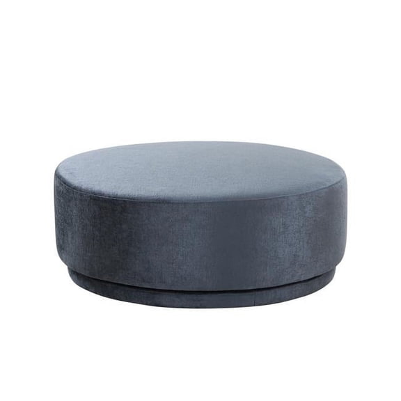 Pasargad Home Amalfi Swivel Base Modern Ottoman, Blue