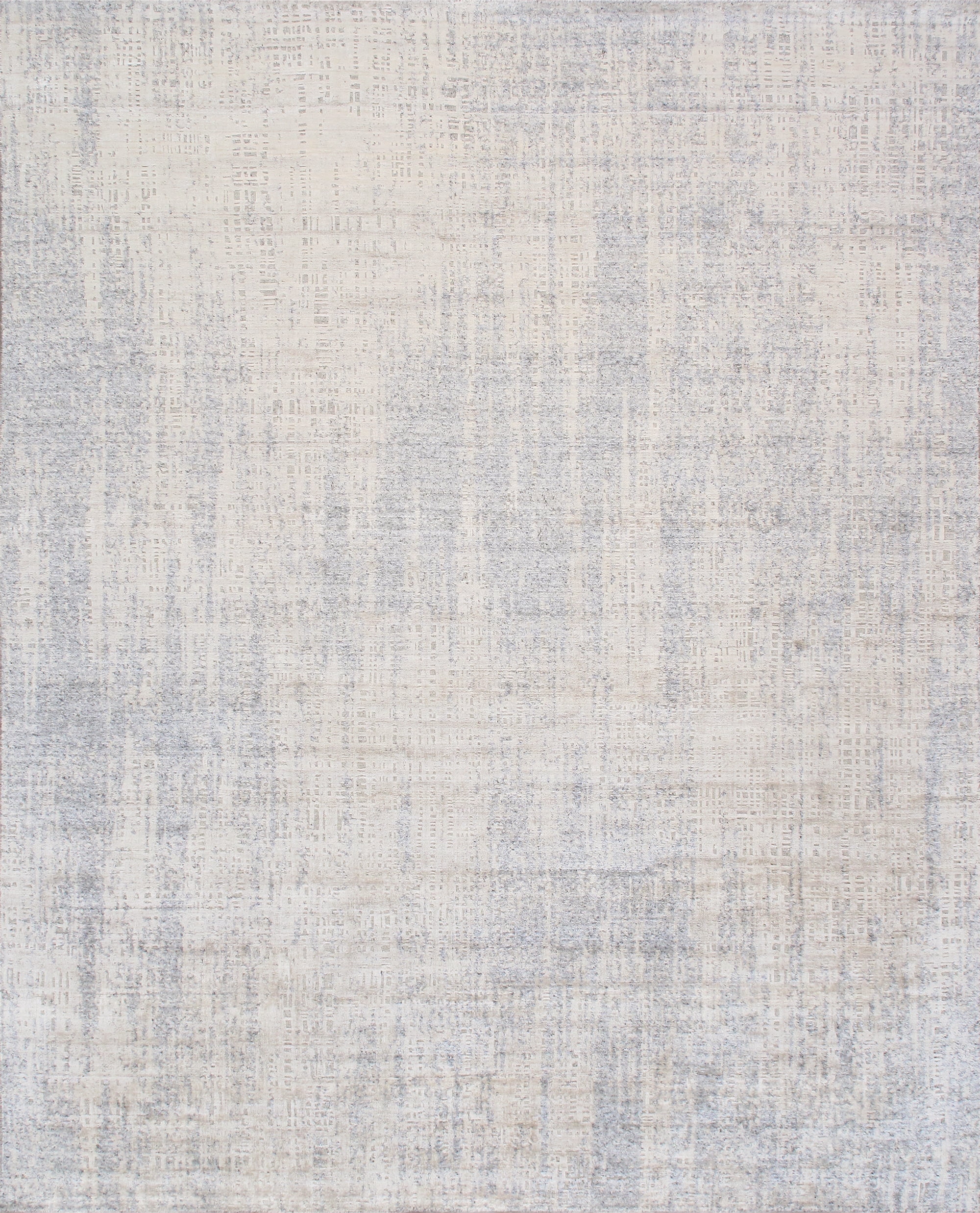 Handmade Gray Abstract Wool Viscose Silk 8' x 10' Rug
