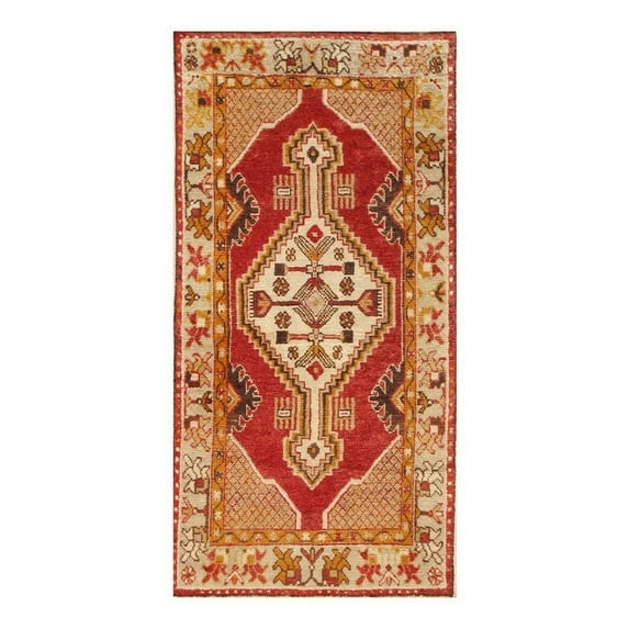 Pasargad Home Anatolian 31" x 61" Hand-Woven Lamb's Wool Area Rug in Rust Orange