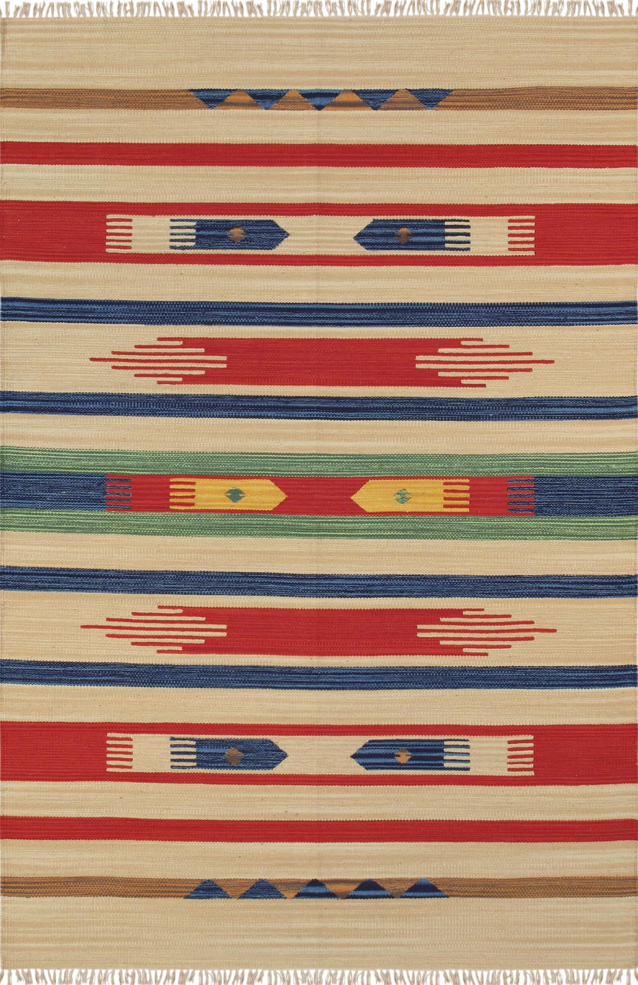 Anatolian Cotton Elegance 10' Square Area Rug in Blue and Beige