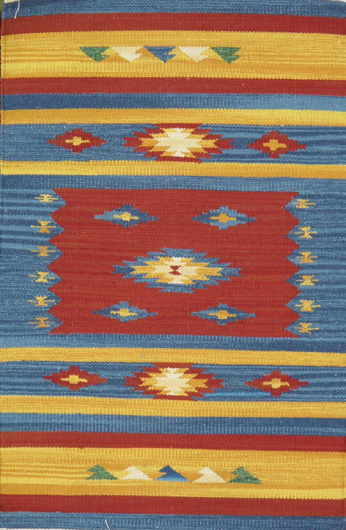 Anatolian Kilim Hand-Woven Cotton Rug 6' x 9' in Blue