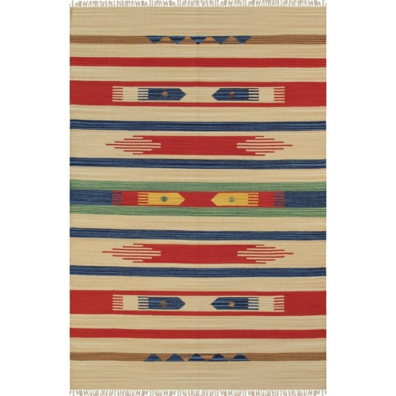 Pasargad Home Anatolian Kilim Hand-Woven Cotton Area Rug- 9' 0" X 12' 0" , Beige/Multi
