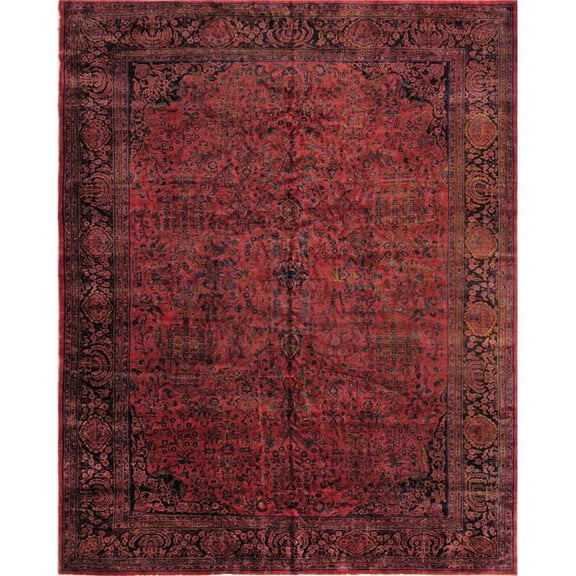Pasargad Home Antique Azerbaijan Burgundy Lamb's Wool Area Rug