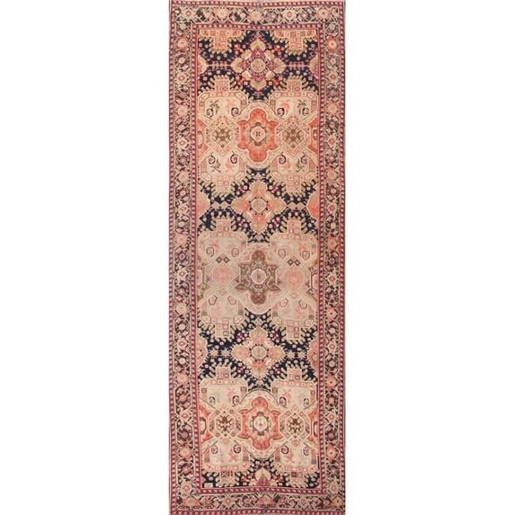 Pasargad Home Antique Azerbaijan Navy Lamb's Wool Area Rug 6' 3" X 18' 3"