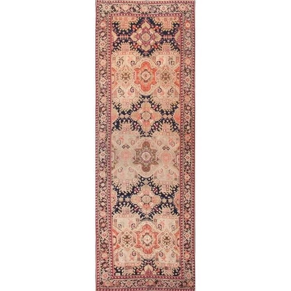 Pasargad Home Antique Azerbaijan Navy Lamb's Wool Area Rug 6 ft. 3 in. X 18 ft. 3 in.