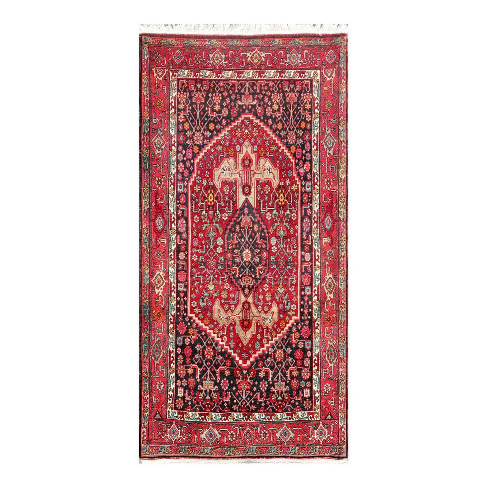 Elegant Antique Azerbaijan Red Wool Rectangular Area Rug 4'2" x 8'9"