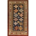 thumbnail image 1 of Pasargad Home Antique Kazak Collection Navy Lamb's Wool Area Rug- 2' 8" X 4' 8", 1 of 2