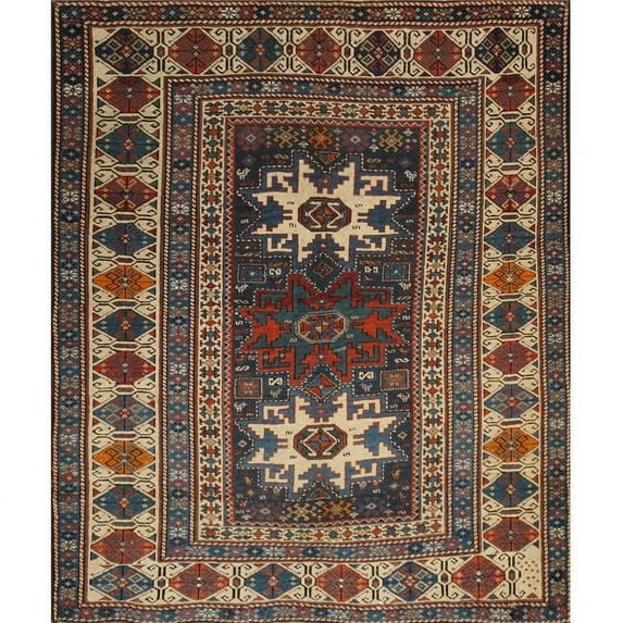 Pasargad Home Pasargad Home Antique Kazak Collection Navy Lamb's Wool Area Rug