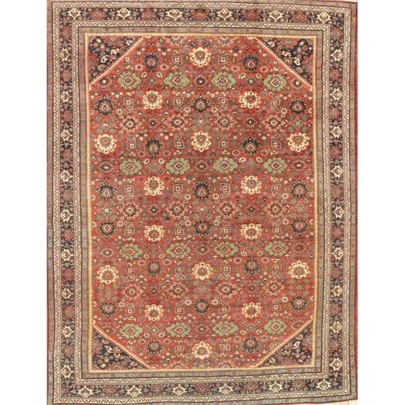 Pasargad Home Antique Mahal Collection Rust Lamb's Wool Area Rug-10' 3" X 13' 6"