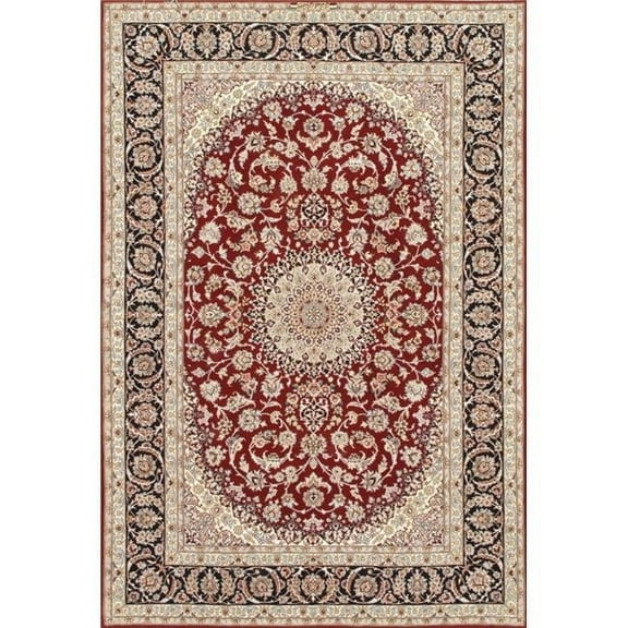 Pasargad Home  Azerbaijan Collection Hand-Knotted Silk & Wool Area Rug- Red - 5 ft. 2 in. X 7 ft. 8 in.