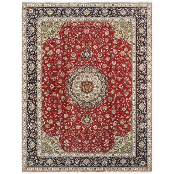 Pasargad Home Baku Collection Hand-Knotted Silk & Wool Area Rug 9'10" X 13' 2"