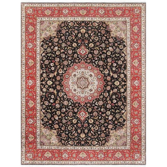 Pasargad Home Baku Collection Hand-Knotted Silk & Wool Area Rug 9'10" X 13' 6"