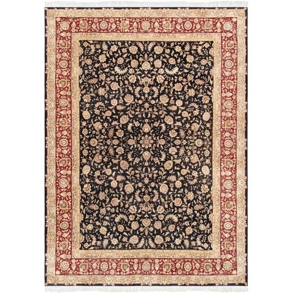 Pasargad Home  Baku Collection Hand-Knotted Silk & Wool Area Rug- - 9 ft. 0 in. X 12 ft. 0 in.