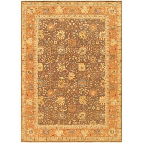 Pasargad Home Baku Collection Hand-Knotted Wool Brown Area Rug 9'10" X 13' 8"