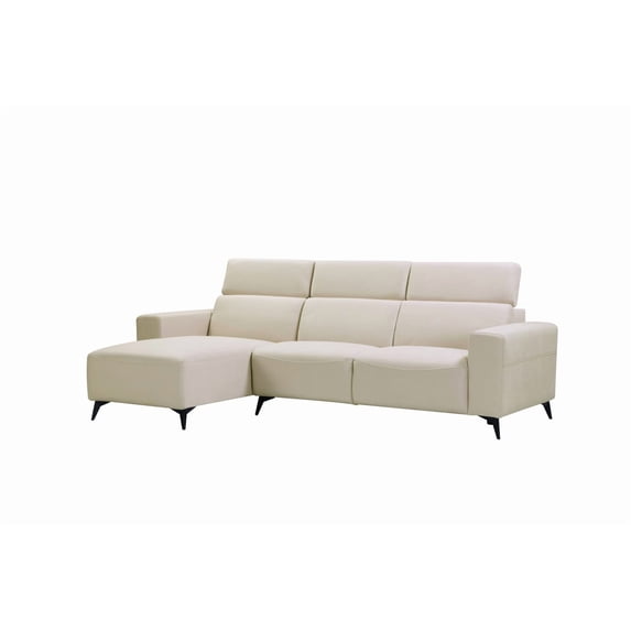 Pasargad Home CF-46L2T15L Pasargad Home Modern Bari Sectional Sofa with Push Back Functional, Left Facing Chaise Beige Color