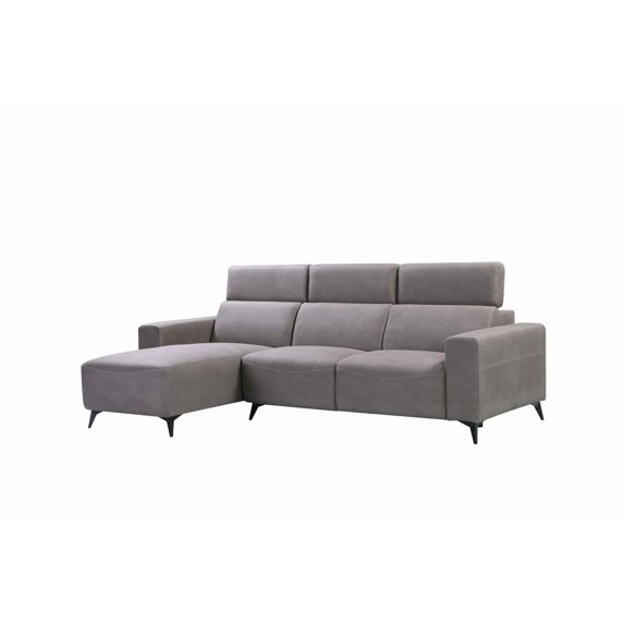 Pasargad Home Bari Left Facing Modern Poly Fabric Sectional Sofa in Gray