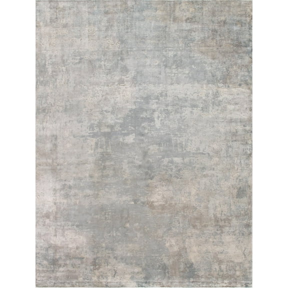 Pasargad Home Beverly 8' x 10' Hand-Loomed Bamboo Silk Silver/Blue Rug - All Ages, Indoors