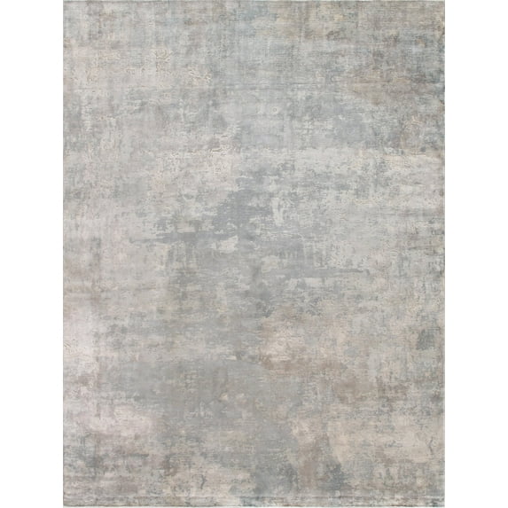 Pasargad Home Beverly 8' x 10' Hand-Loomed Bamboo Silk Silver/Blue Rug - All Ages, Indoors